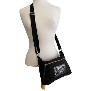 Napapijri Black Crossbody Bag With Sequined Front Pocket & Adjustable Strap